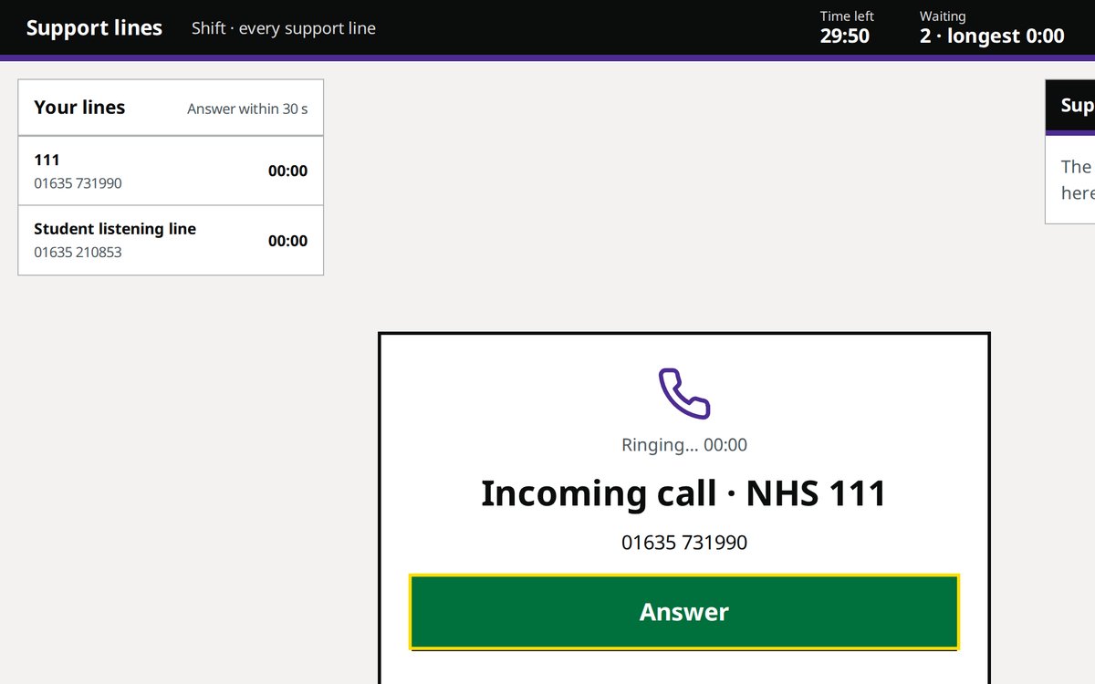 A control room shift: several lines waiting and a call ringing